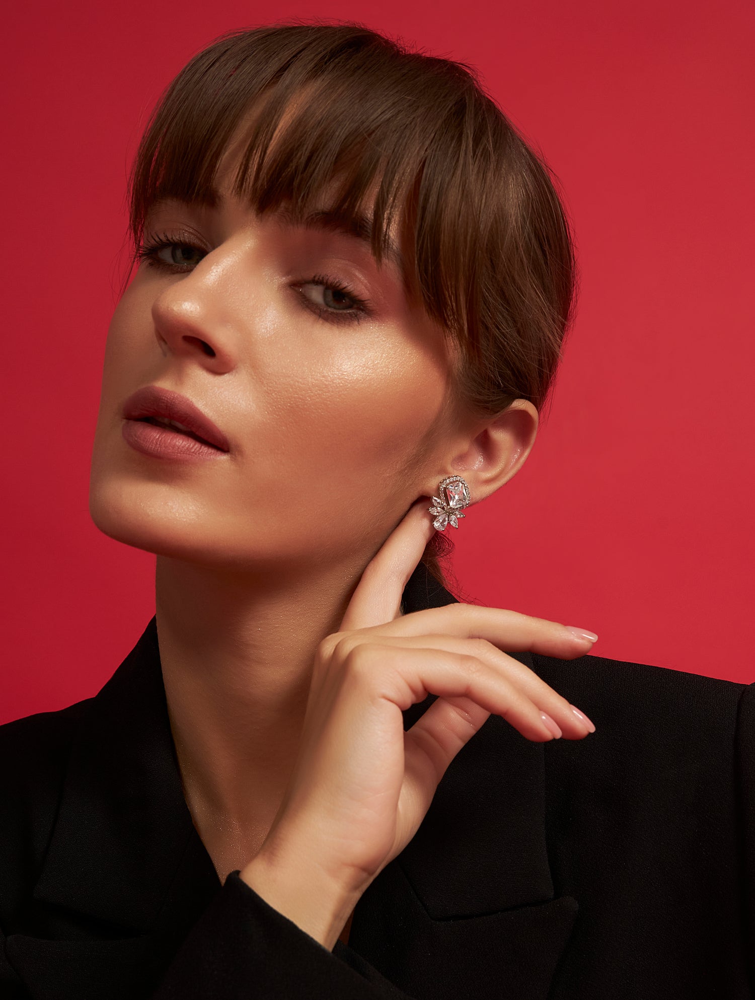 Luxury silver studs solid earrings for festive occasions
