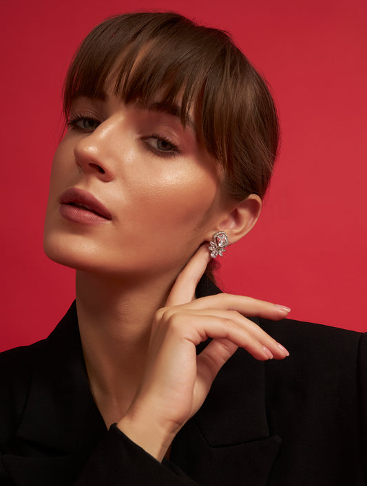 Luxury silver studs solid earrings for festive occasions