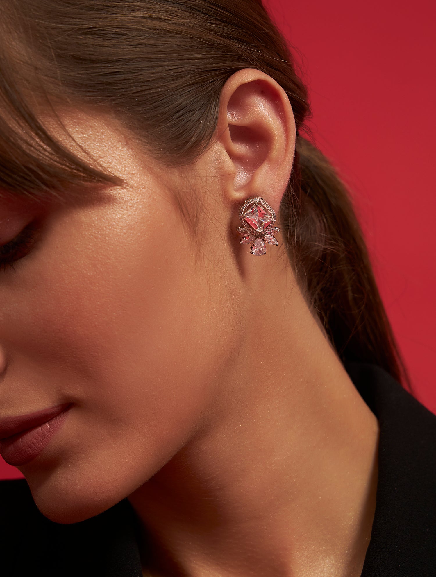 Elegant silver studs solid earrings for weddings parties