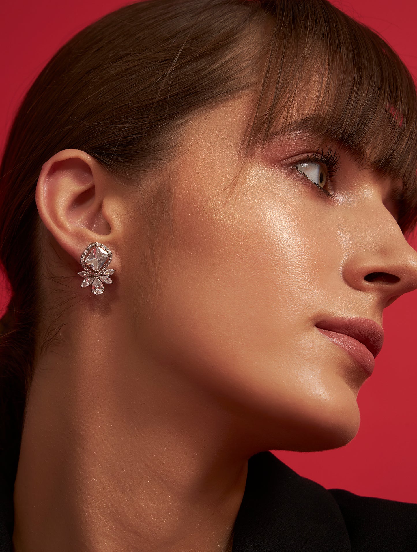 Designer silver studs solid earrings with statement styling