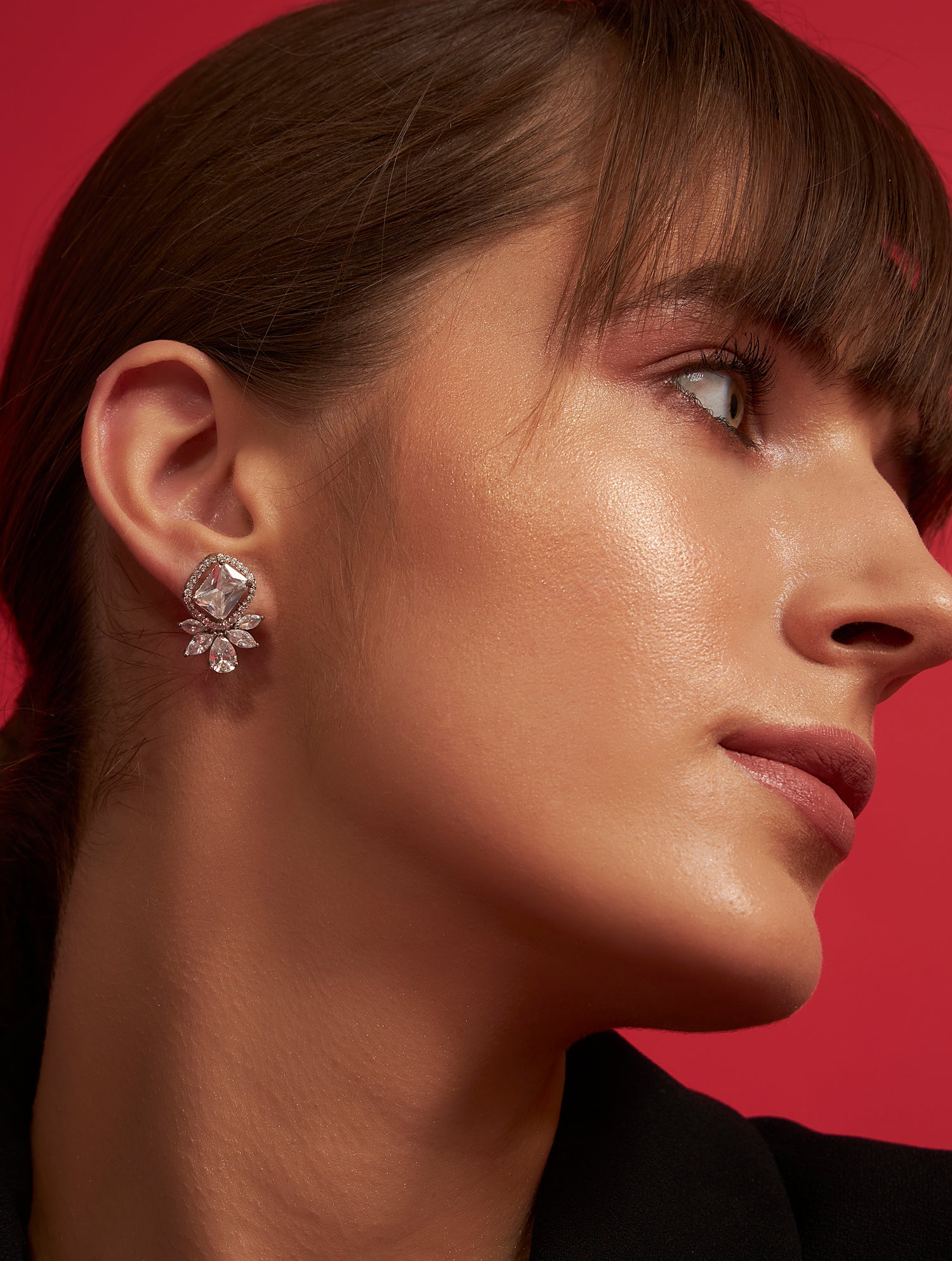 Designer silver studs solid earrings with statement styling