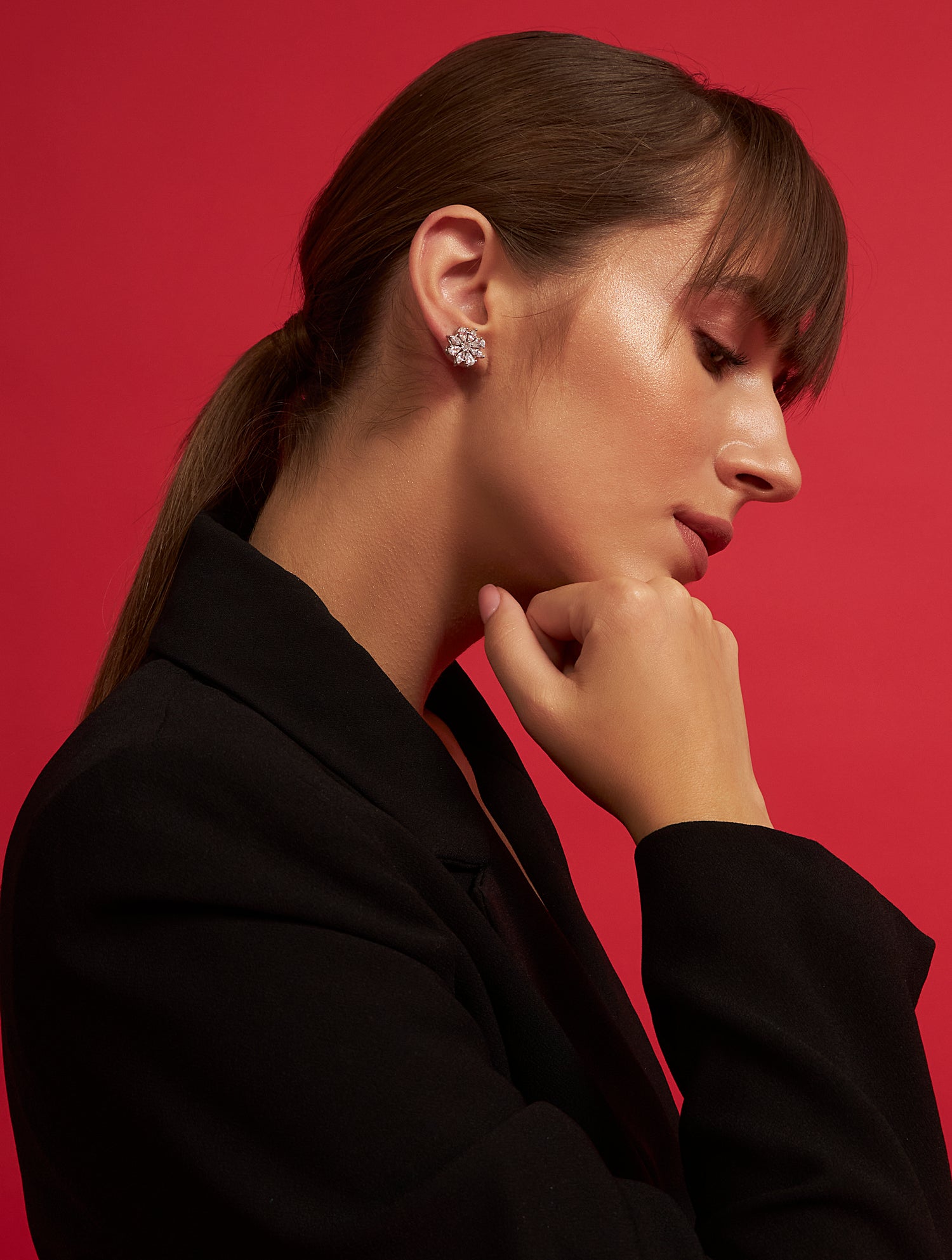 Luxury flower crystal earrings for festive occasions