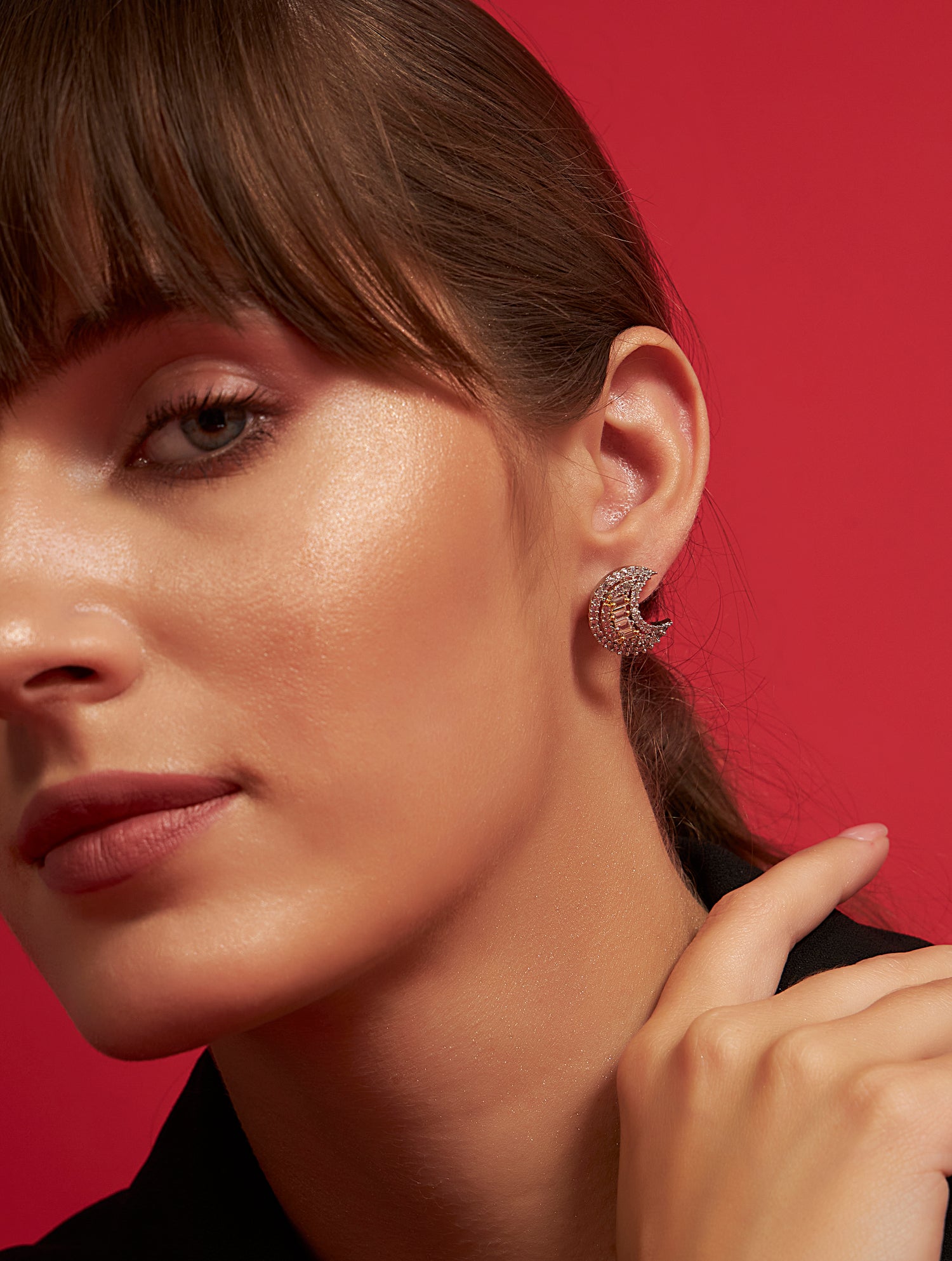 Luxury crescent silver earrings for festive occasions