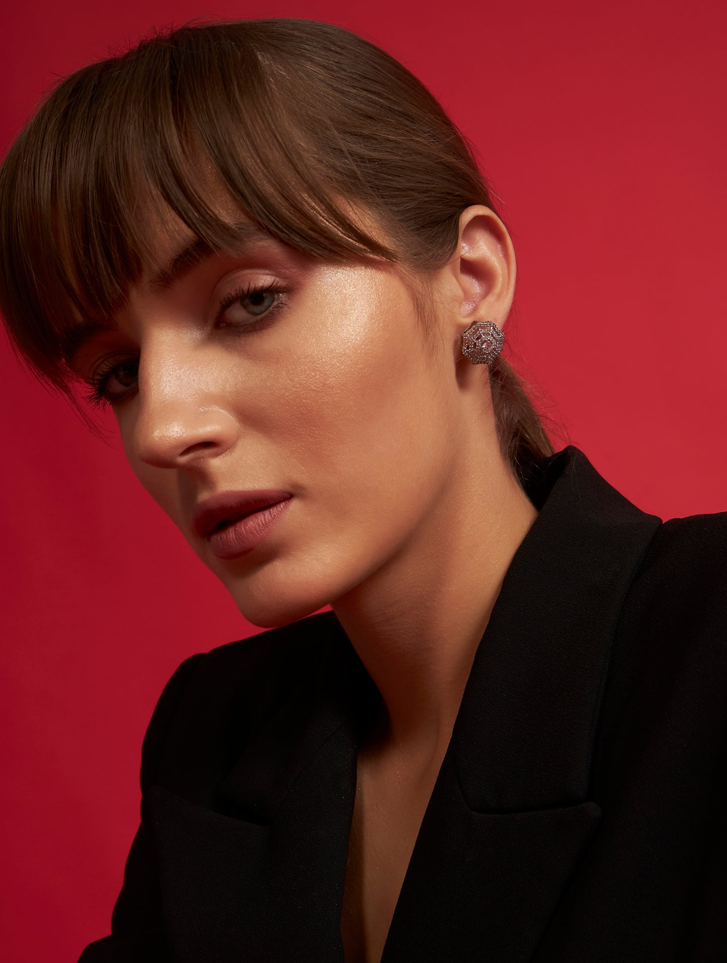 Premium web silver studs fashion accessory closeup