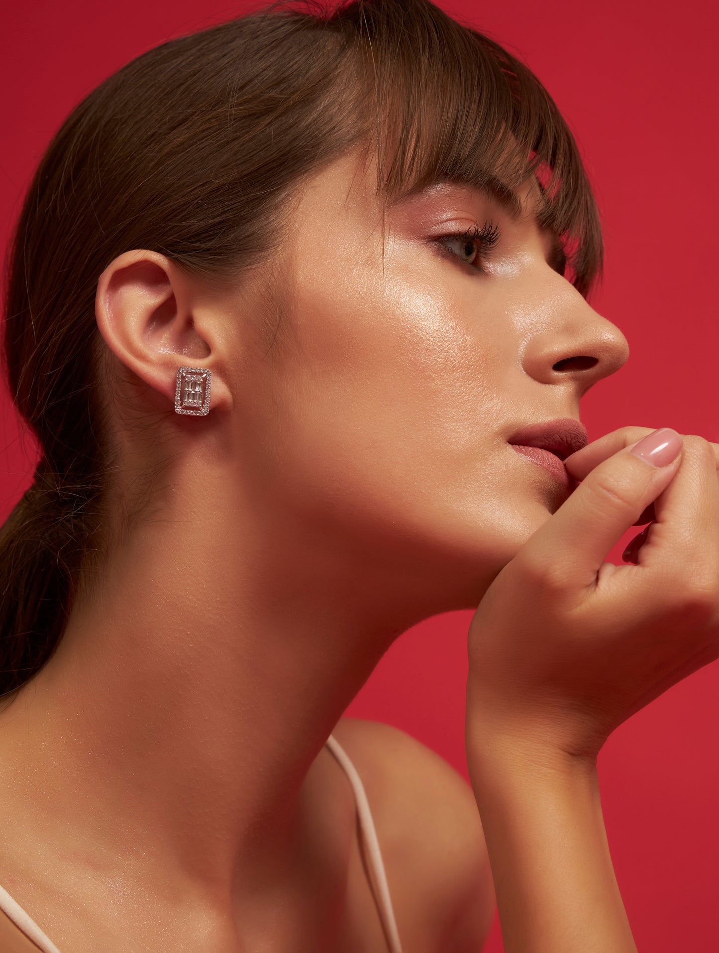 Luxury square cut silver earrings for festive occasions