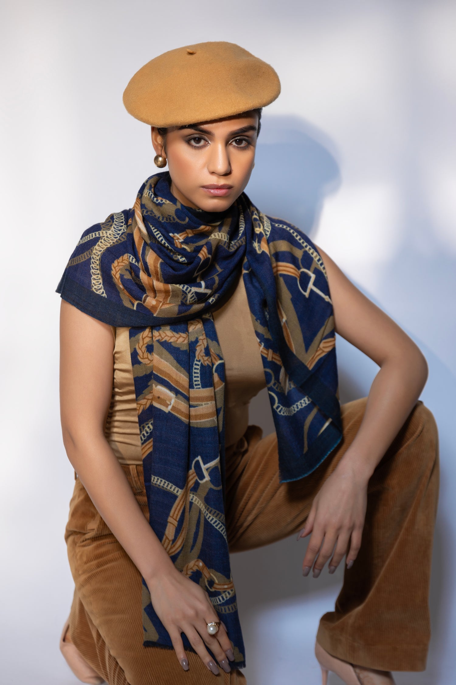 women's versace shawl, printed pashmina, blue colour shawl