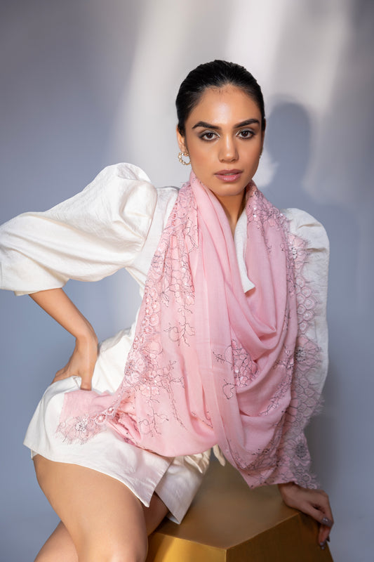 ladies shawl for winter, lace shawl, pink shawl