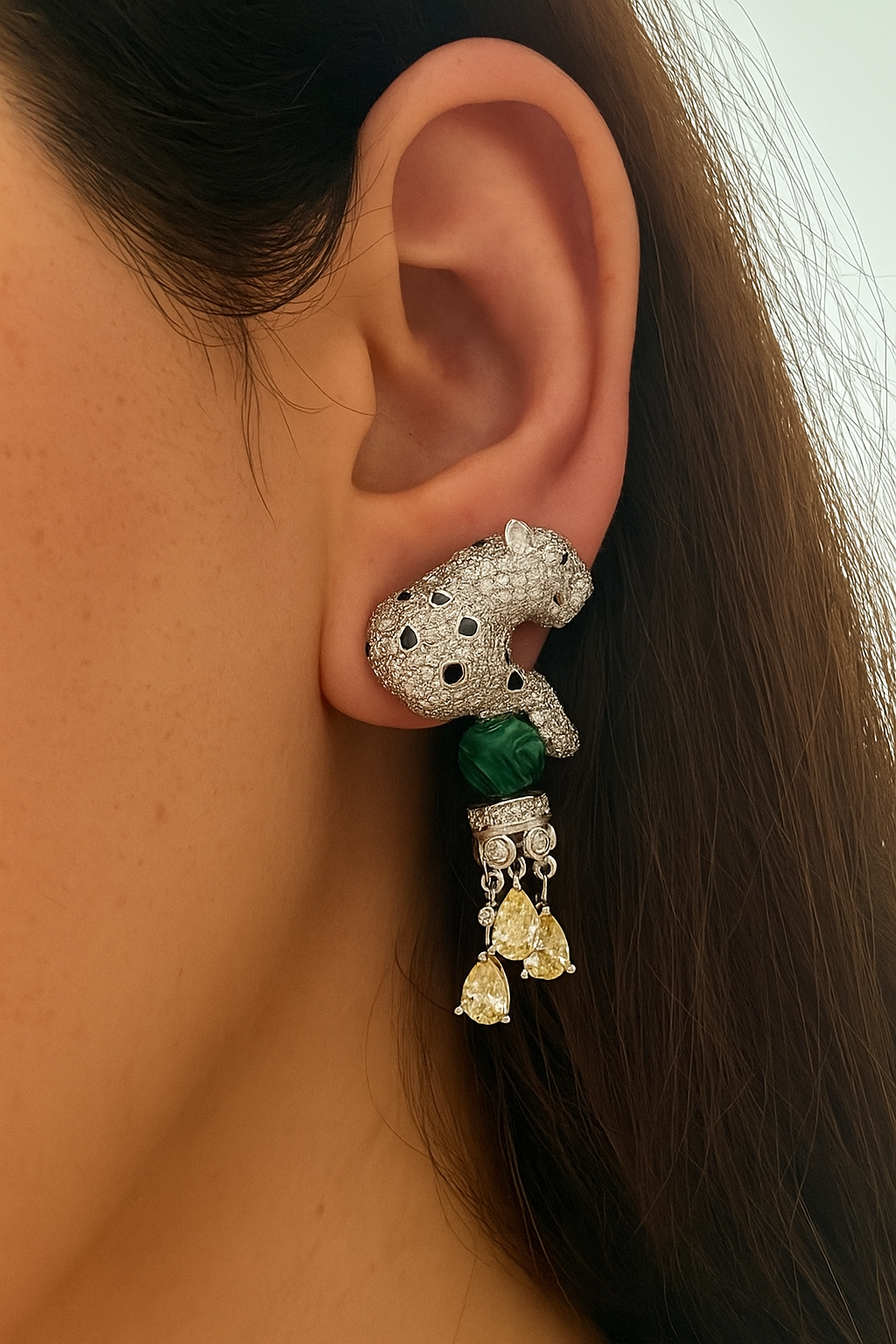 Leopard and Crystal Necklace Set with Yellow Sapphire Drops Jewellery