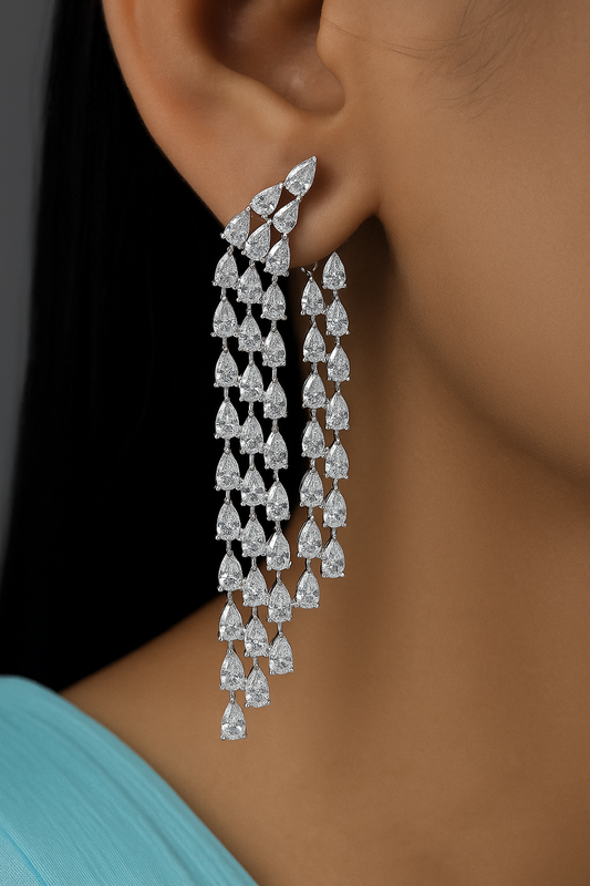 Dual Crystal Drop Earrings – Double Shine for Elegant Evenings