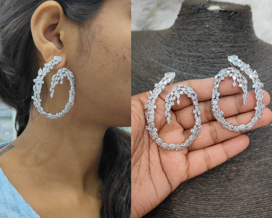 Crystal Twist Shaped Designer Earrings – Elegant Statement Party Jewelry