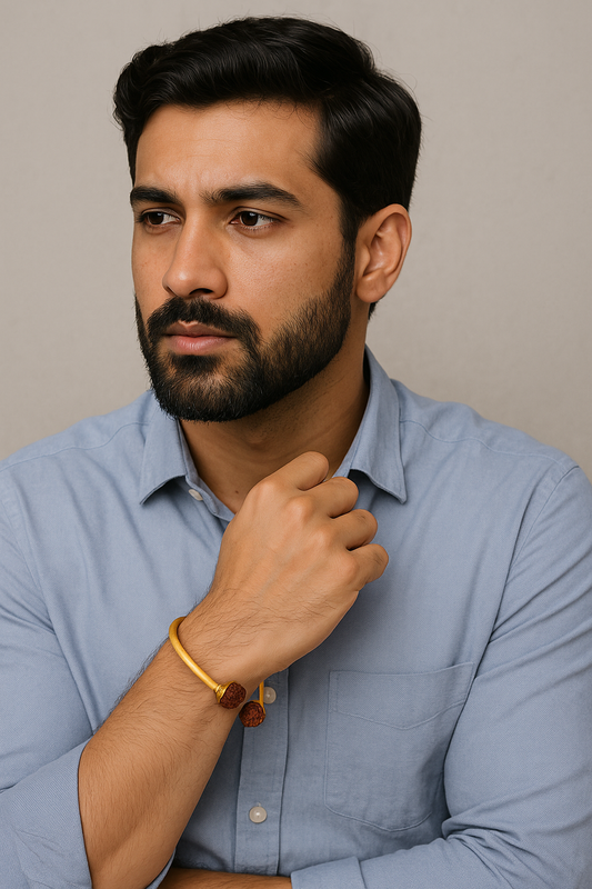 Rudraksha Bracelet Golden Bangle for Men