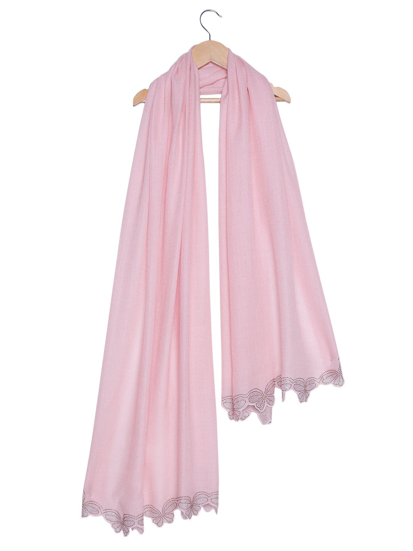 Pink shawl for dress with swarovski butterflies cutwork border