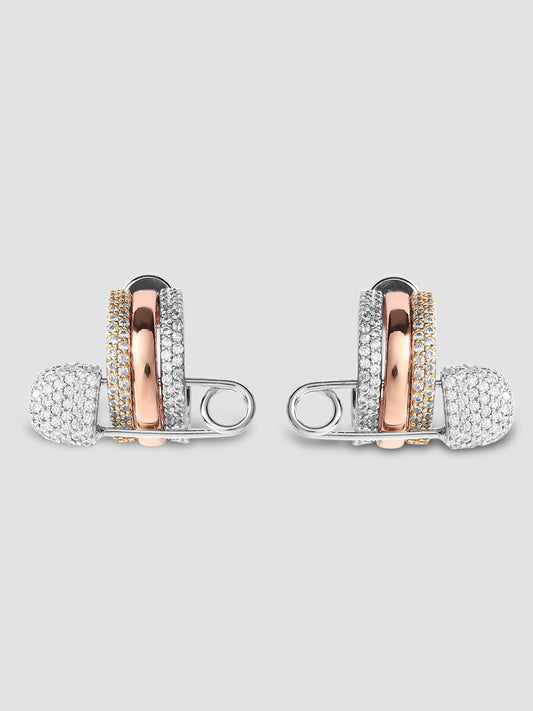 Edgy Safety Pin Hoop Earrings – Minimal Studs with Modern Flair