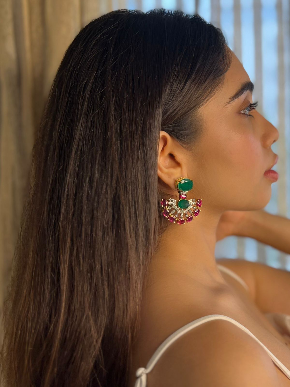 Anushree Sardesai, Stylist and Beauty Editor at Hello Magazine, in Modarta Statement Earrings