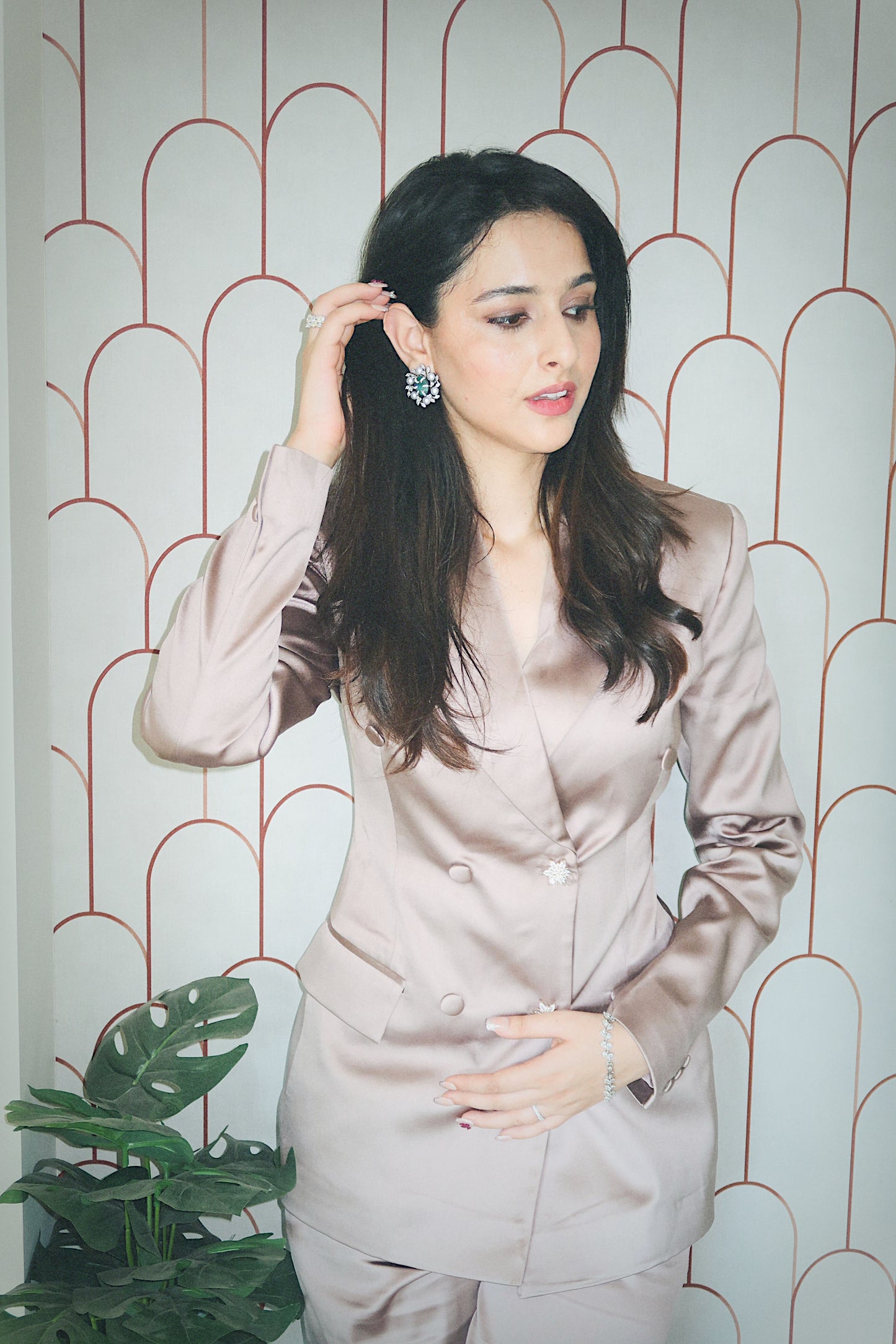 Sadia Khateeb Styled Modarta Statement Earrings for Daadi Ki Shaadi promotions