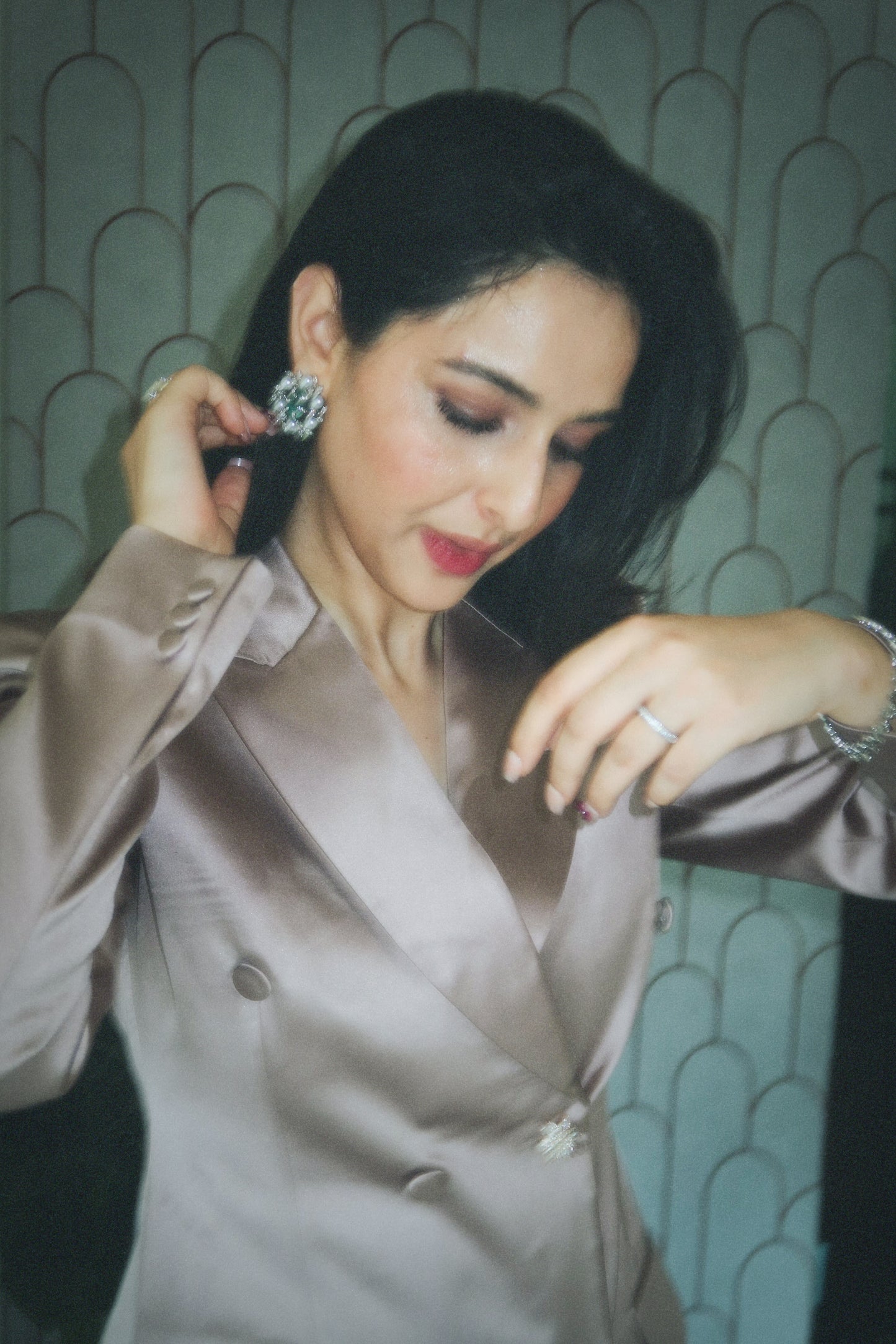 Sadia Khateeb Styled Modarta Statement Earrings for Daadi Ki Shaadi promotions
