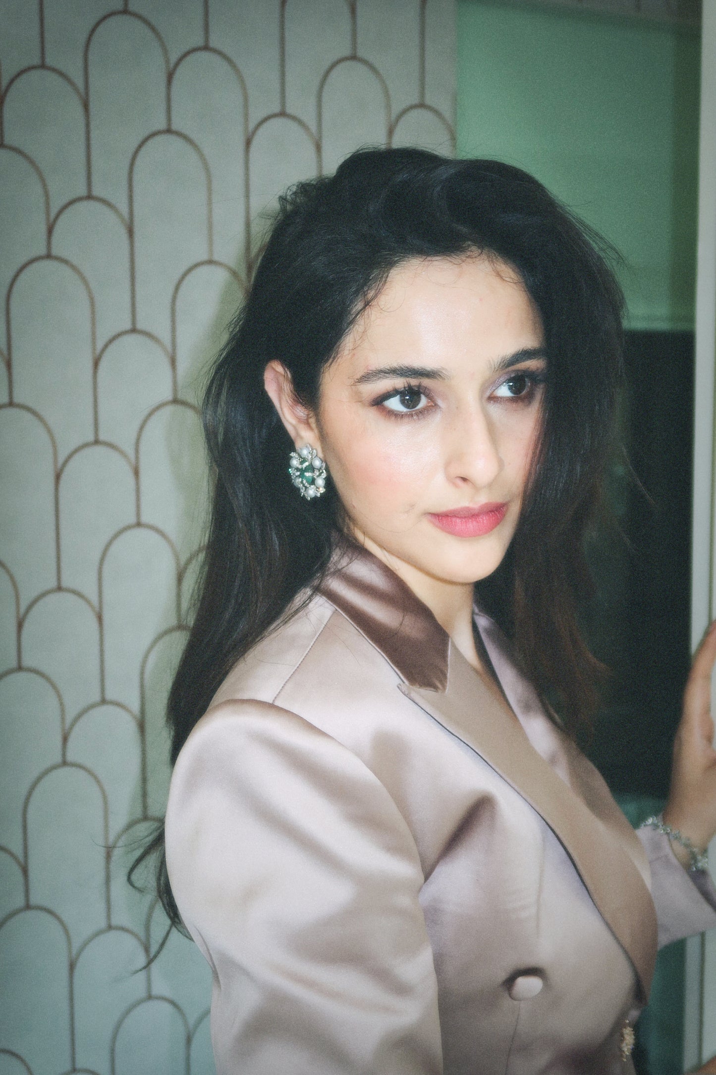 Sadia Khateeb Styled Modarta Statement Earrings for Daadi Ki Shaadi promotions
