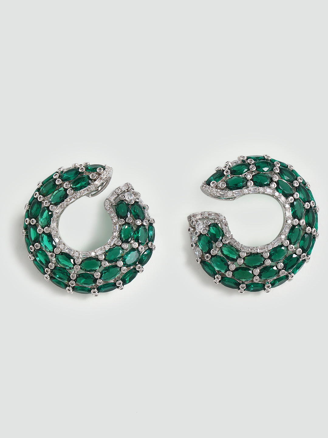 Emerald Loop Crystal Earrings – Elegant Green stone Statement Jewelry