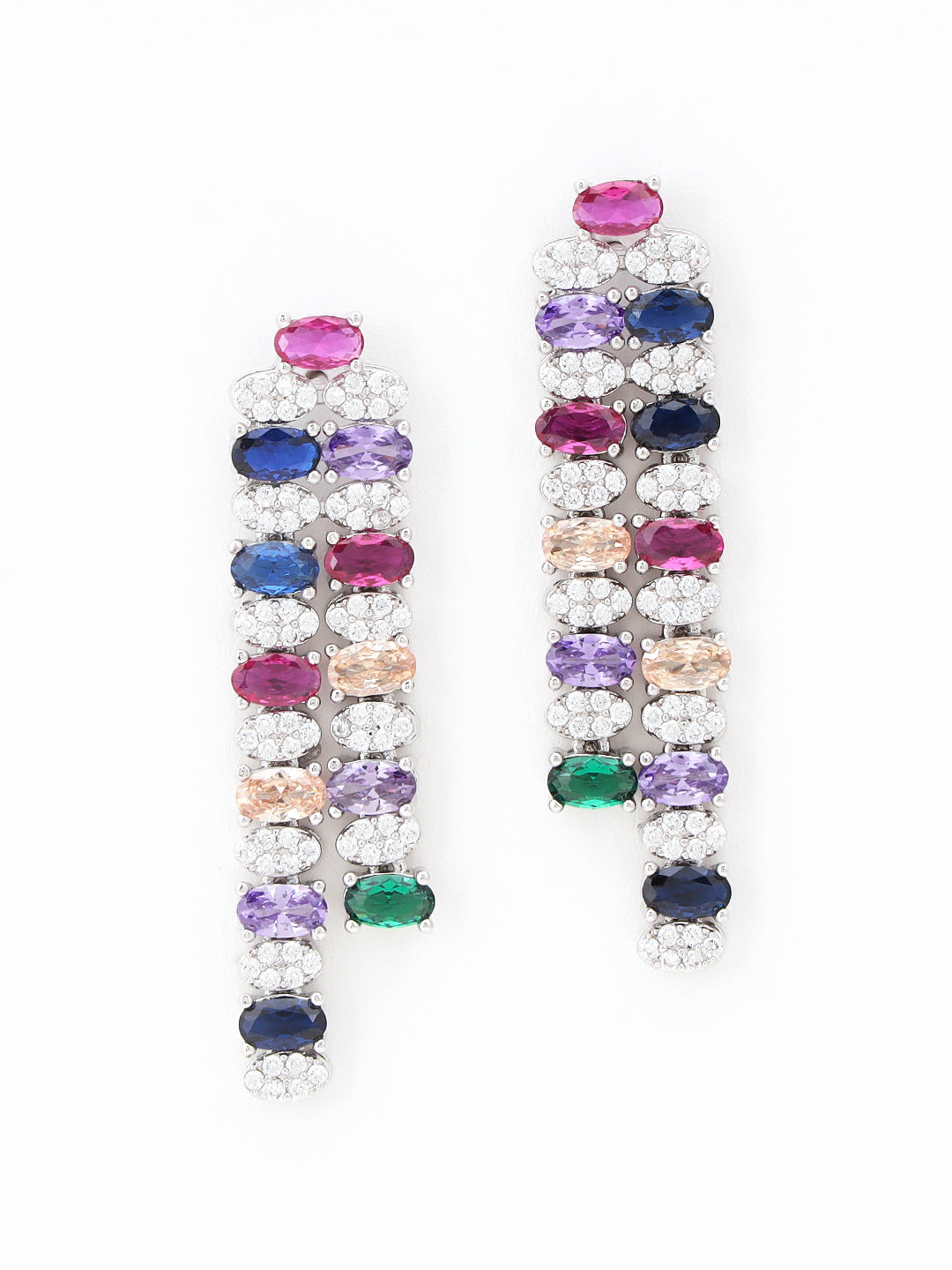 Multi Stone Crystal Necklace Set – Three Layer Exquisite Jewelry