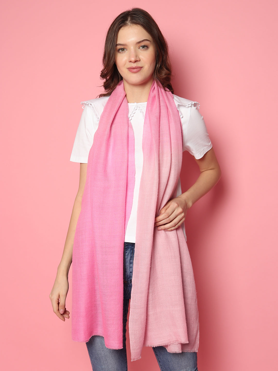 Pink Ombre Pure Pashmina Shawl
