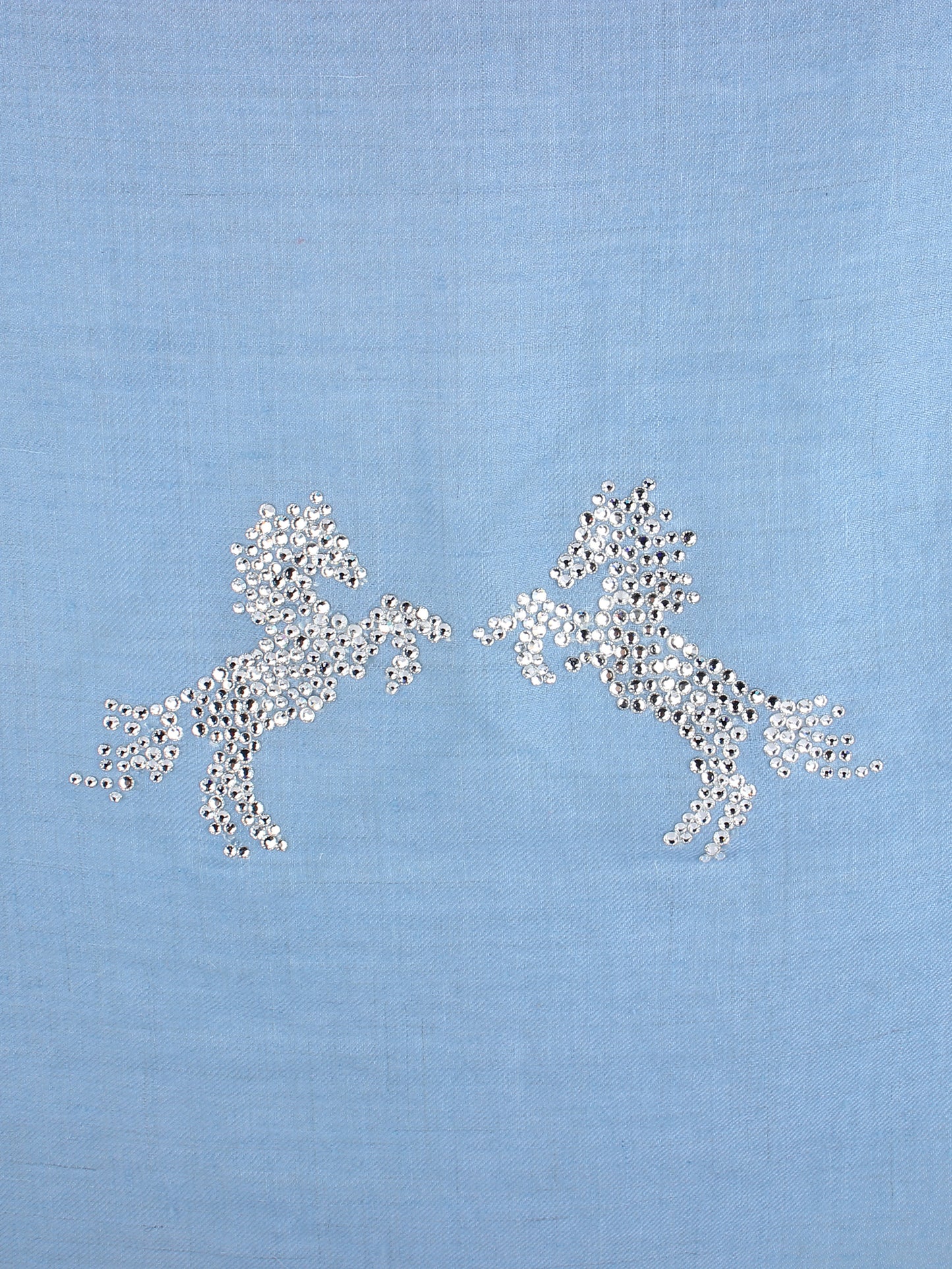 Blue Swarovski Pashmina Shawl with Crystal Horse Border