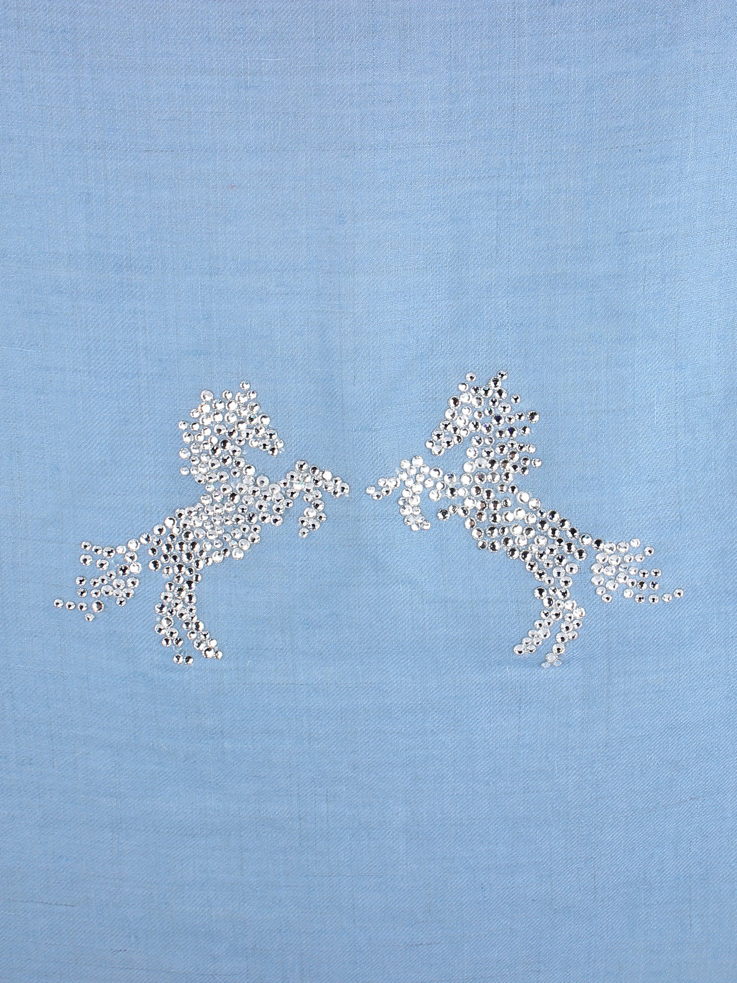 Blue Swarovski Pashmina Shawl with Crystal Horse Border