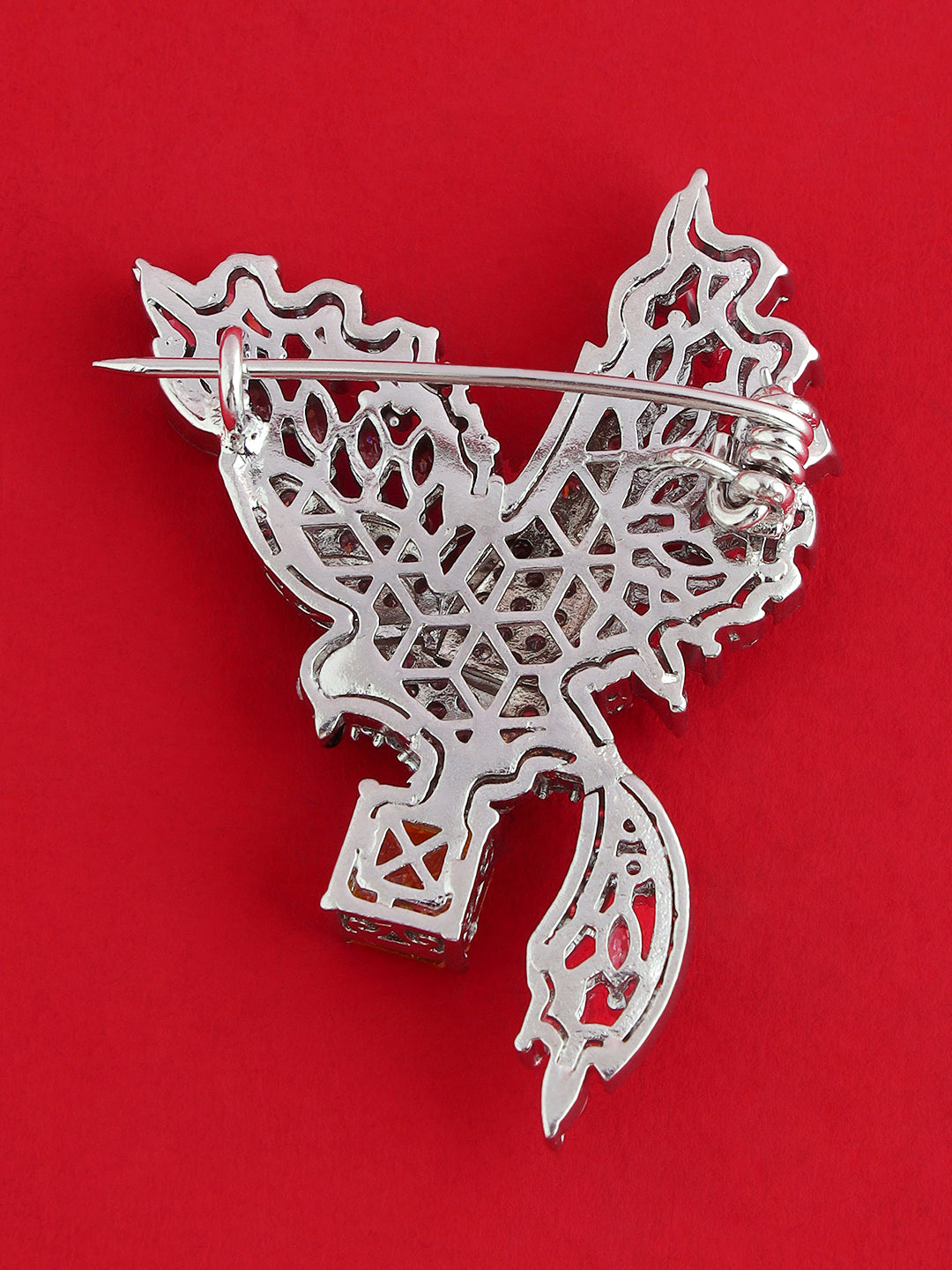 Peacock Design Crystal Lapel Brooch for Men's Sherwani Suits