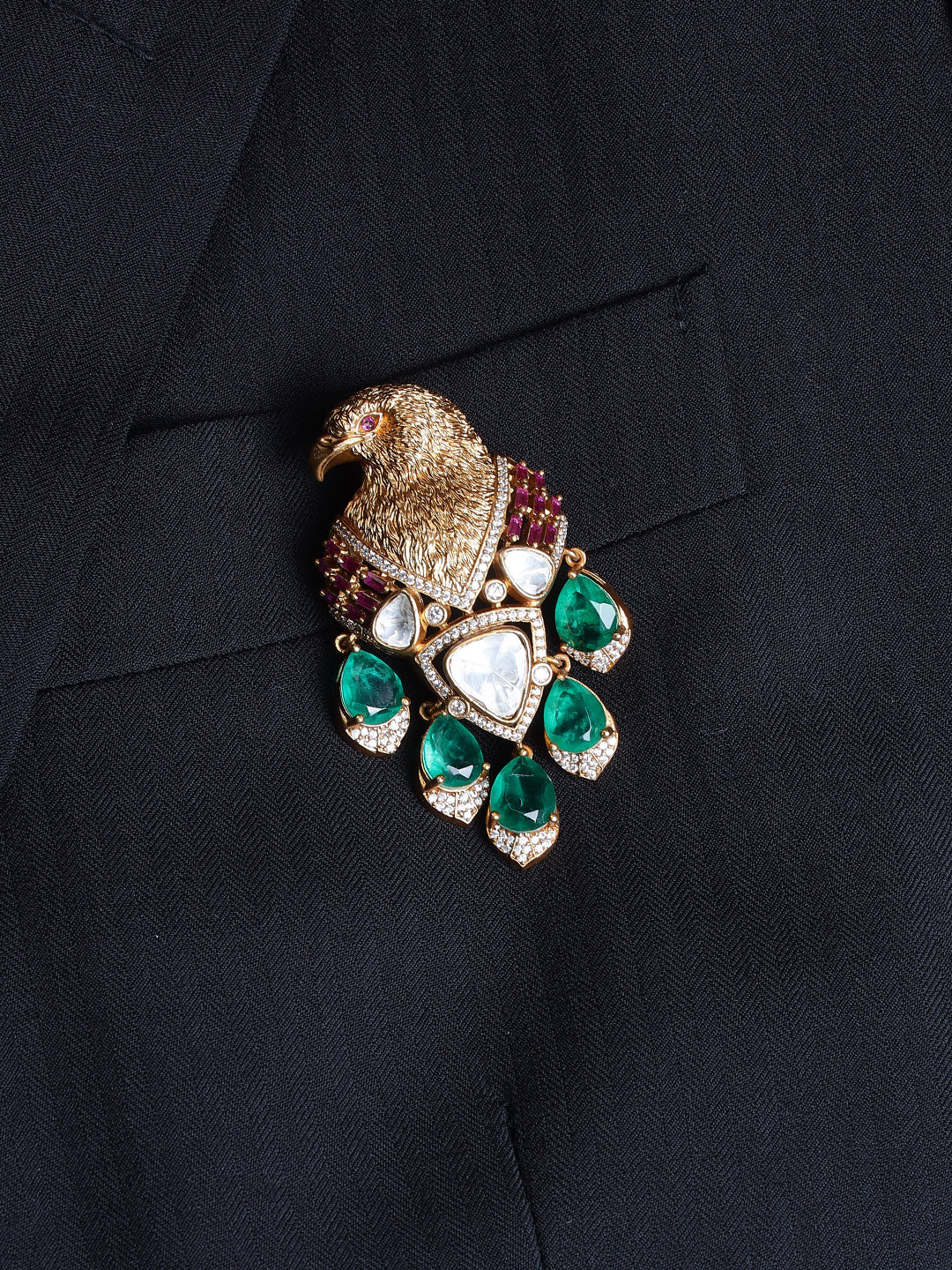 Eagle Pendant Crystal Brooch Pin for Men's Grand Weddings