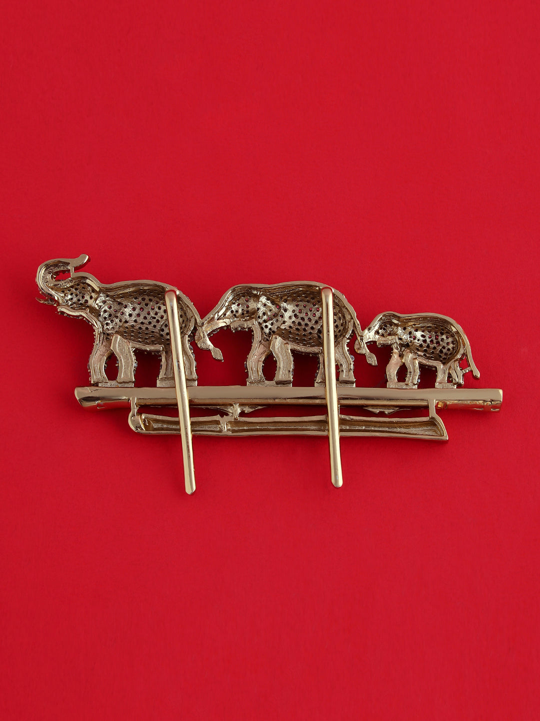 Elephant Trio Crystal Brooch Pin for Men's Wedding Suits