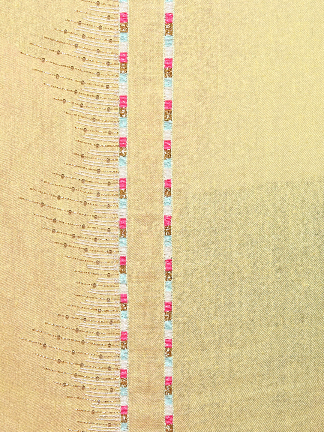 Lemon Yellow Pure Pashmina Shawl with abstract geometric embroidery