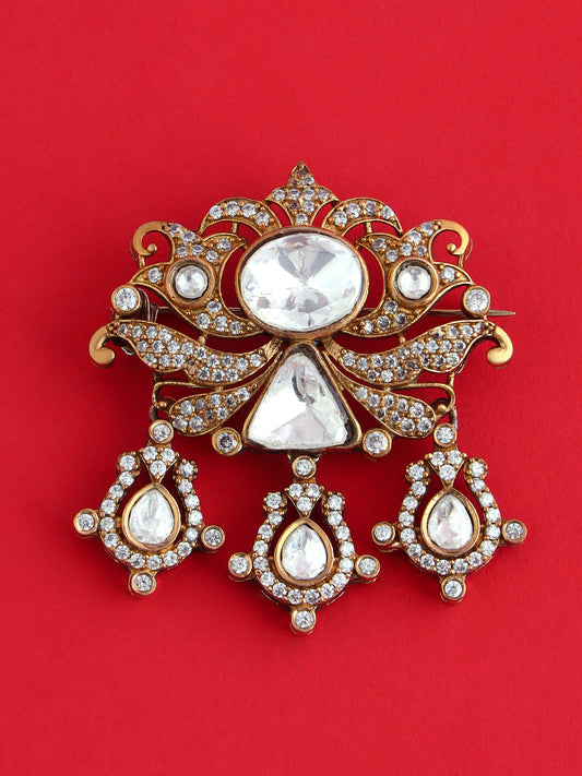 Golden Crystal Collar Pin Brooch for Men's Formal Wedding Suits