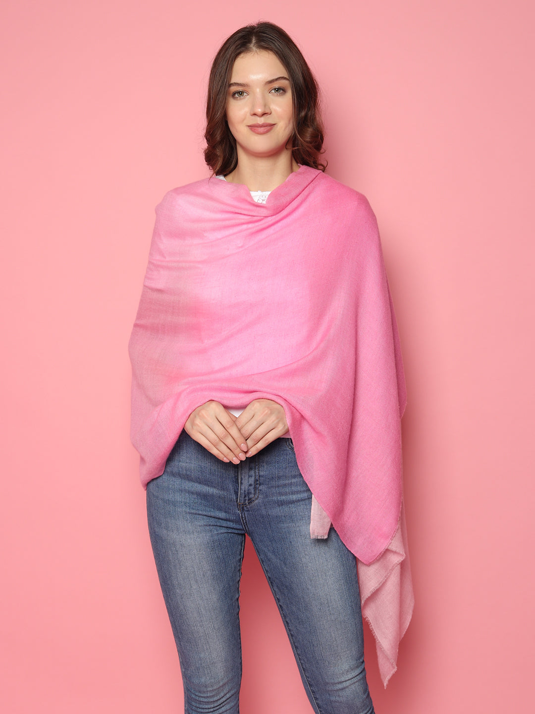 Pink Ombre Pure Pashmina Shawl