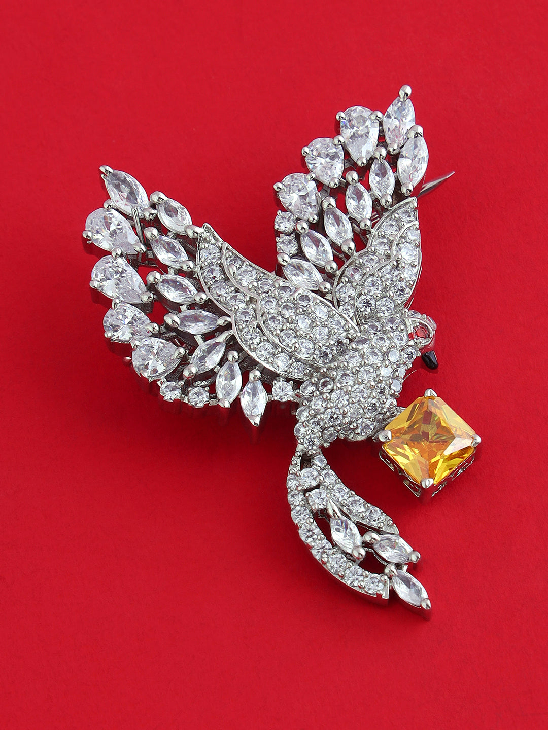 Peacock Design Crystal Lapel Brooch for Men's Sherwani Suits