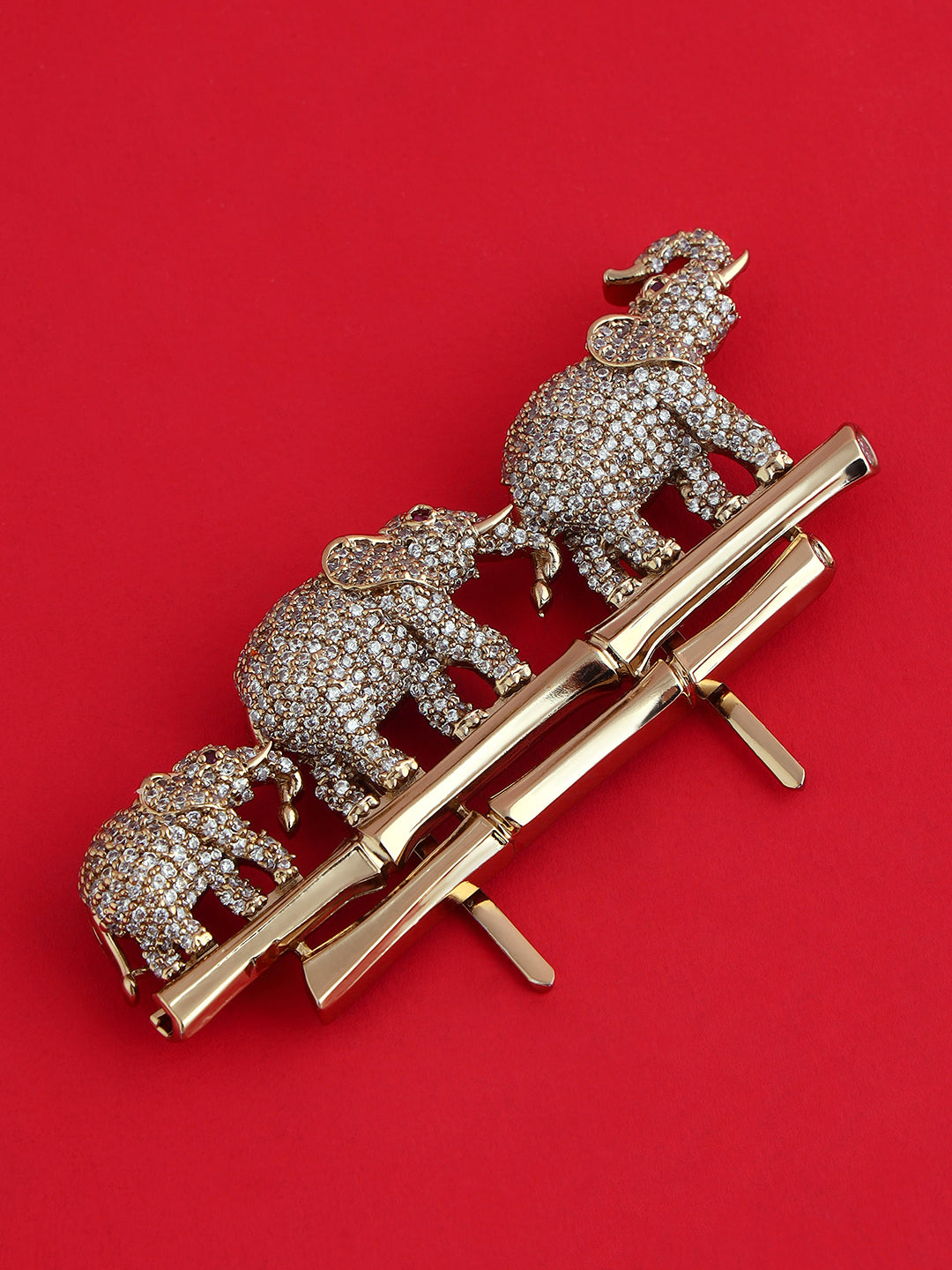 Elephant Trio Crystal Brooch Pin for Men's Wedding Suits