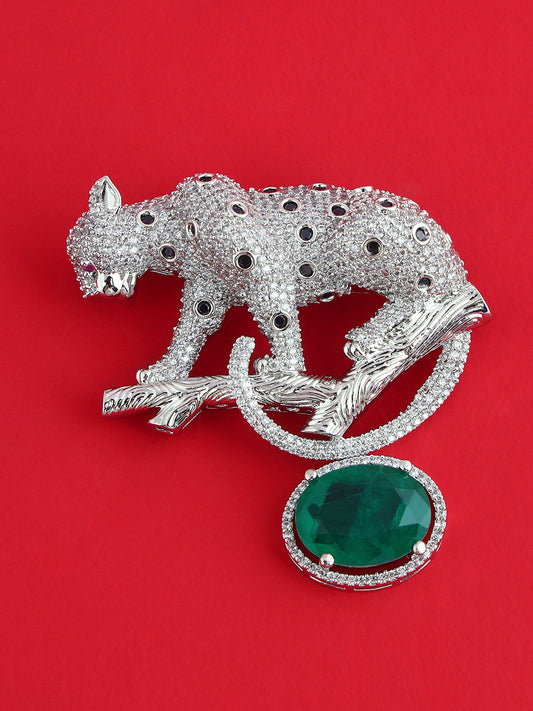 Leopard Design Crystal Brooch Pin for Men's Bold Blazers