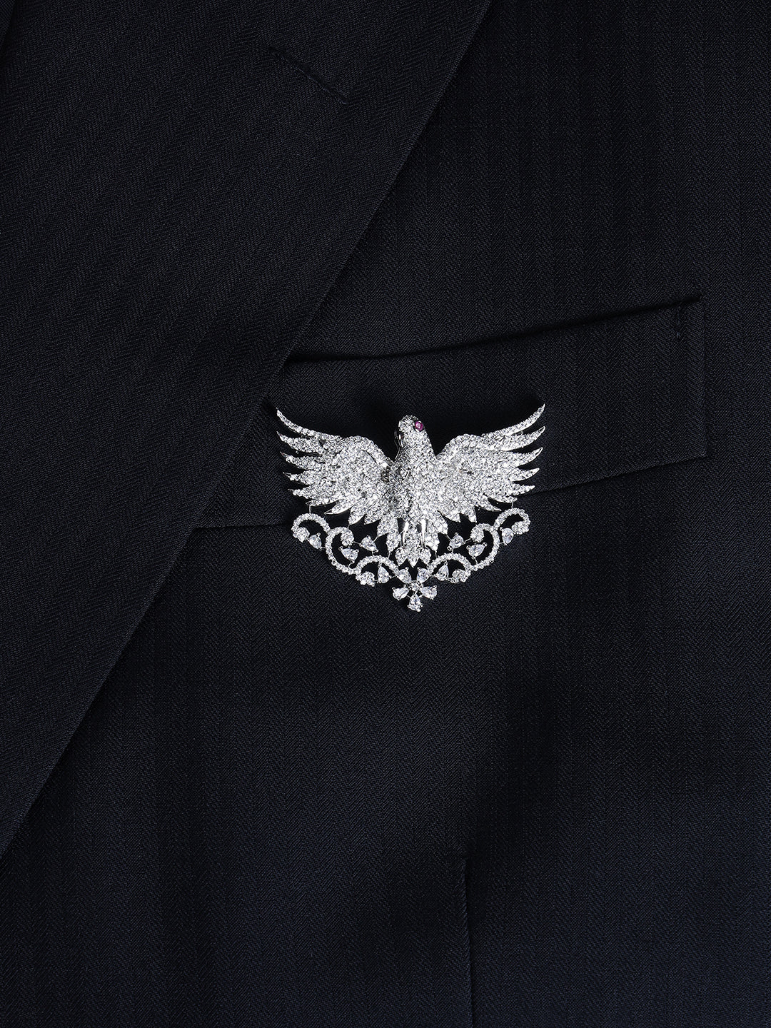 Eagle Crest Crystal Lapel Brooch for Men's Formal Suits