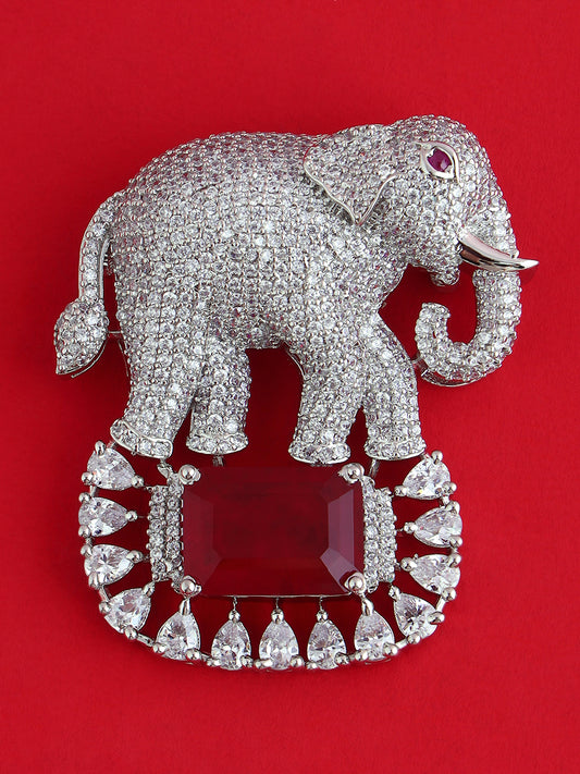 Single Elephant Crystal Brooch Pin for Men's Formal Wear