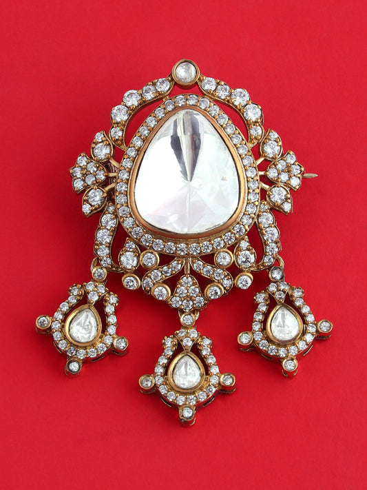 Teardrop Crystal Pendant Brooch Pin for Men's Formal Events