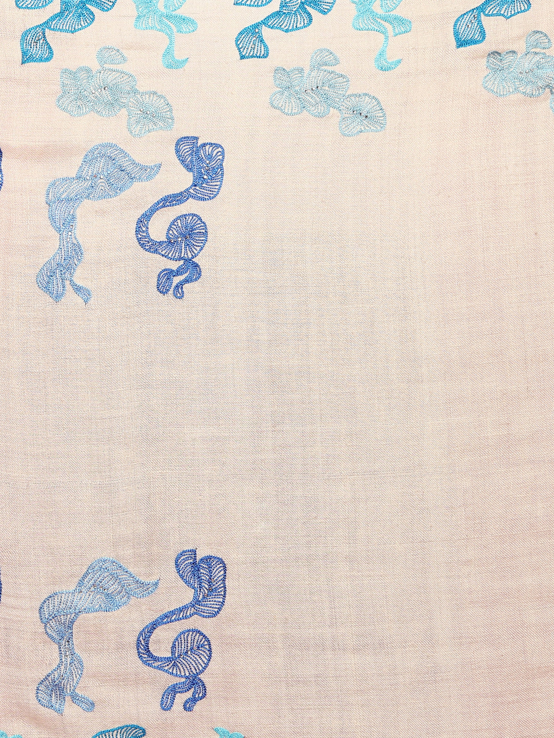 White Pure Pashmina Shawl with abstract swirl pattern