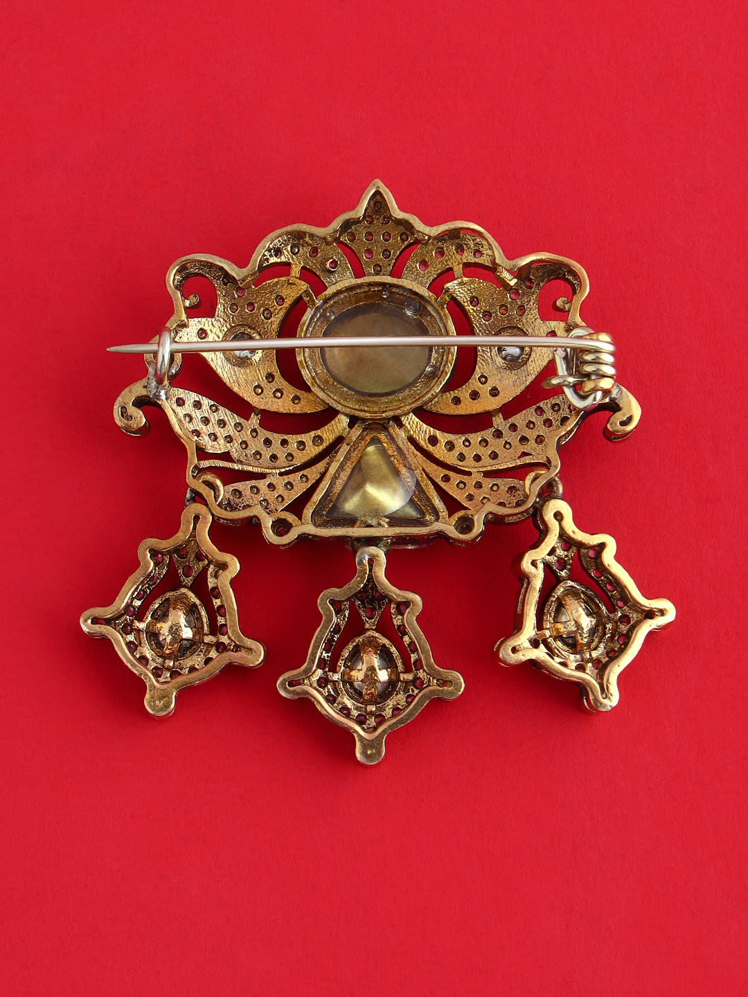 Golden Crystal Collar Pin Brooch for Men's Formal Wedding Suits