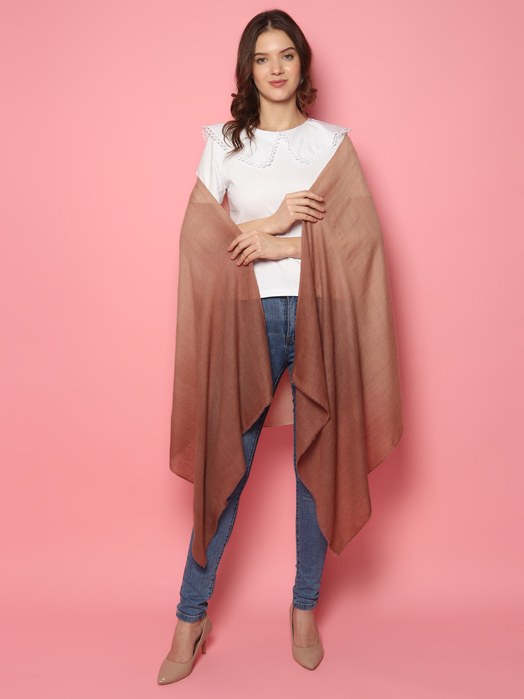 Brown Ombre Pure Pashmina Multi shaded Shawl