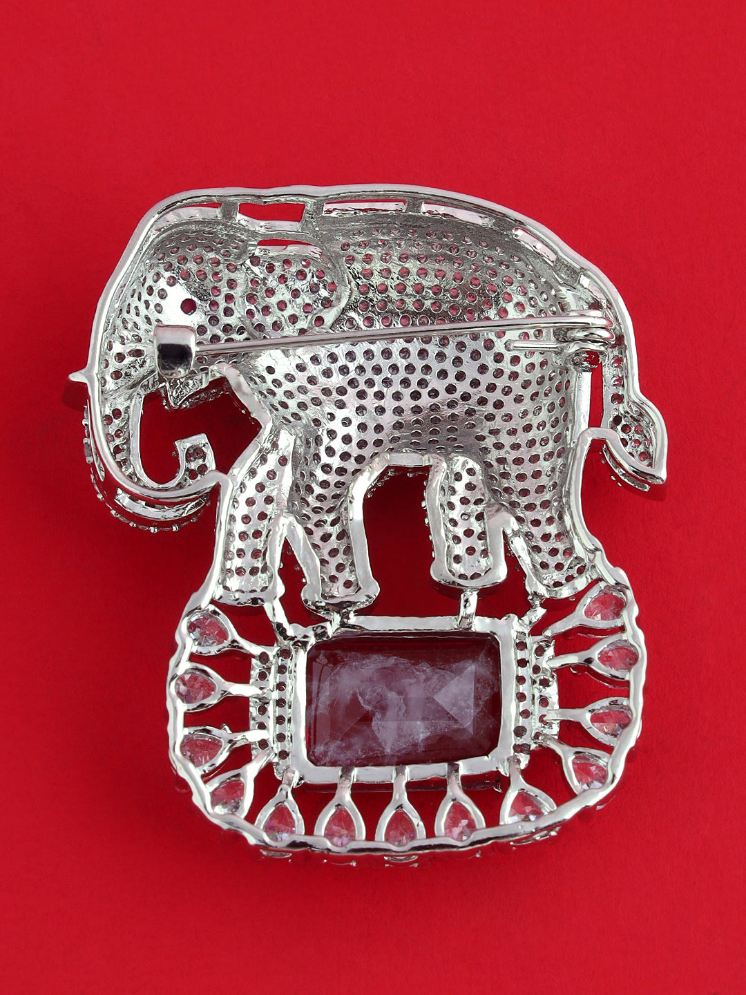 Single Elephant Crystal Brooch Pin for Men's Formal Wear