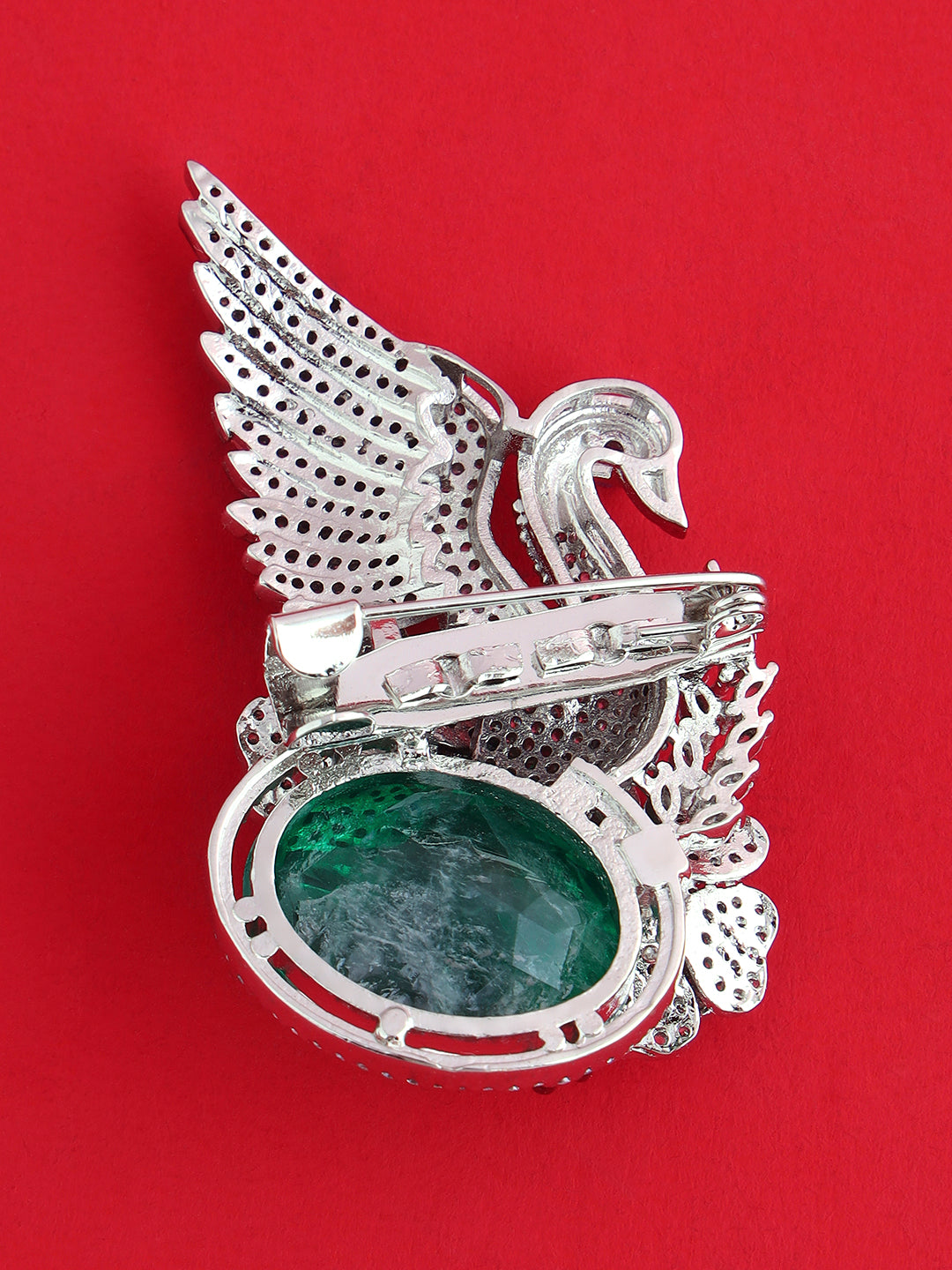 Swan Design Crystal Ring Brooch for Men's Evening Blazers