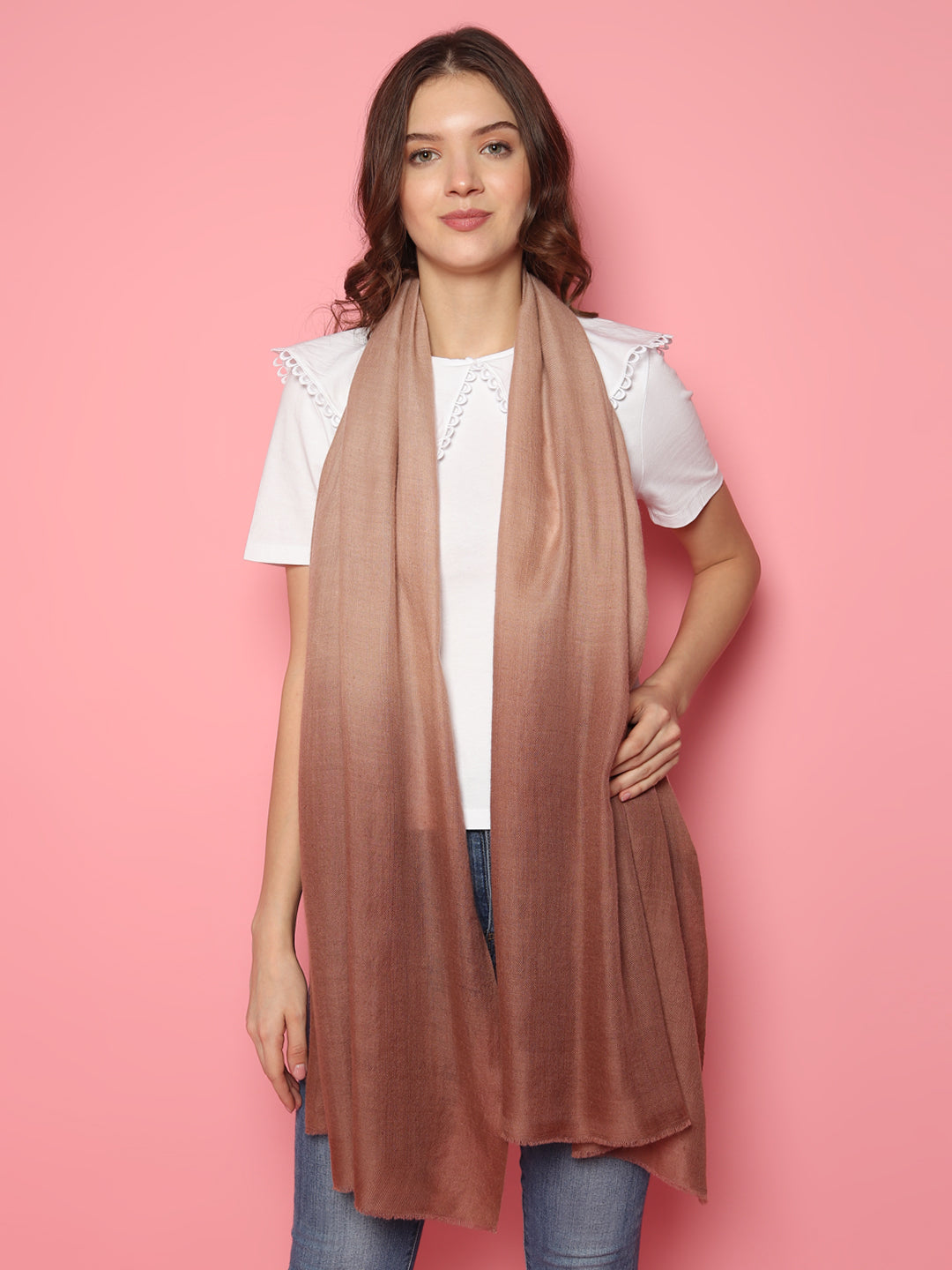 Brown Ombre Pure Pashmina Multi shaded Shawl