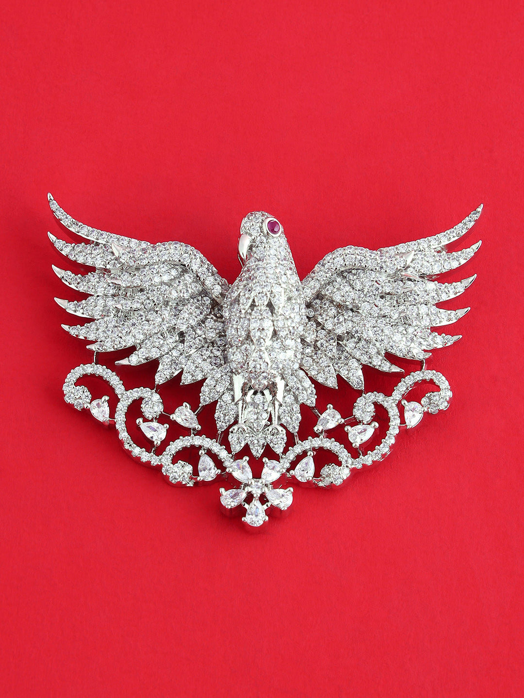 Eagle Crest Crystal Lapel Brooch for Men's Formal Suits