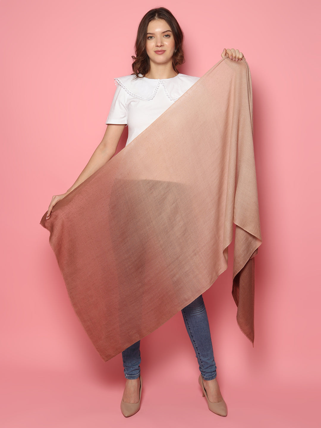 Brown Ombre Pure Pashmina Multi shaded Shawl
