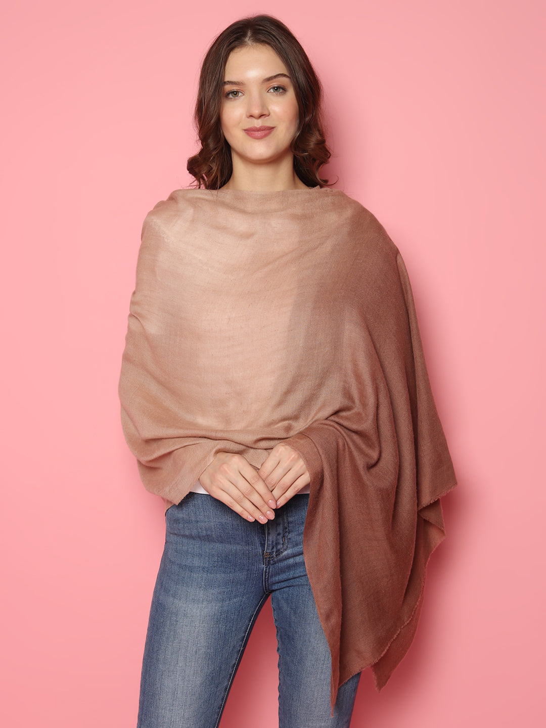 Brown Ombre Pure Pashmina Multi shaded Shawl