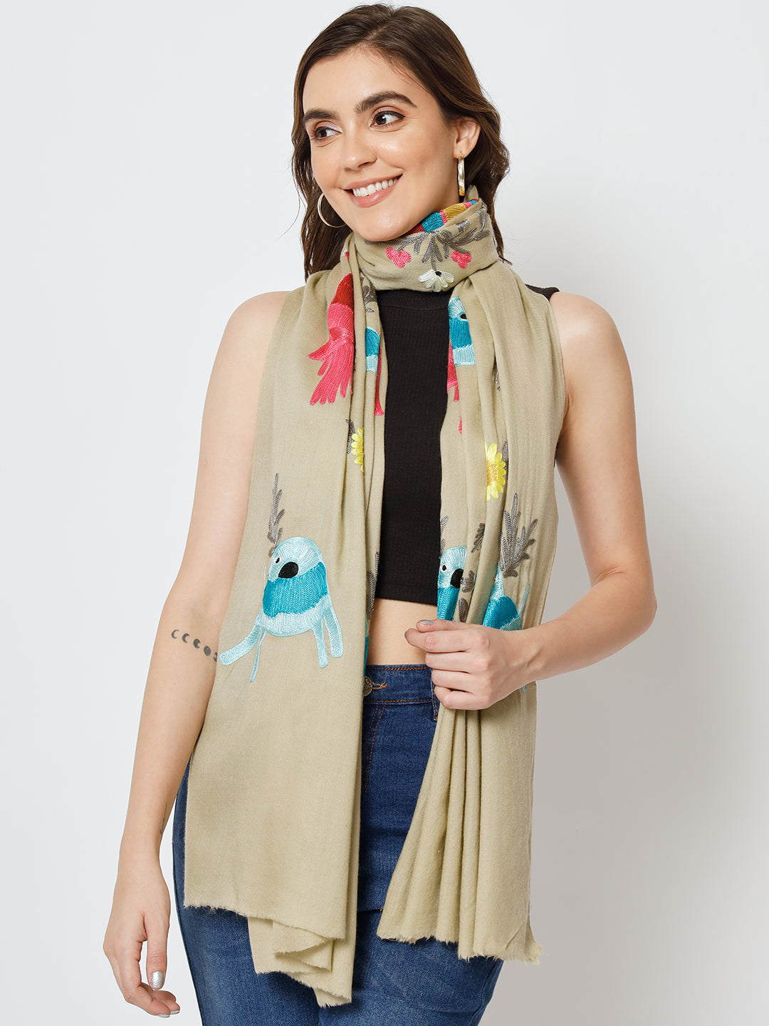 ahujasons online shopping, embroidered pashmina shawl