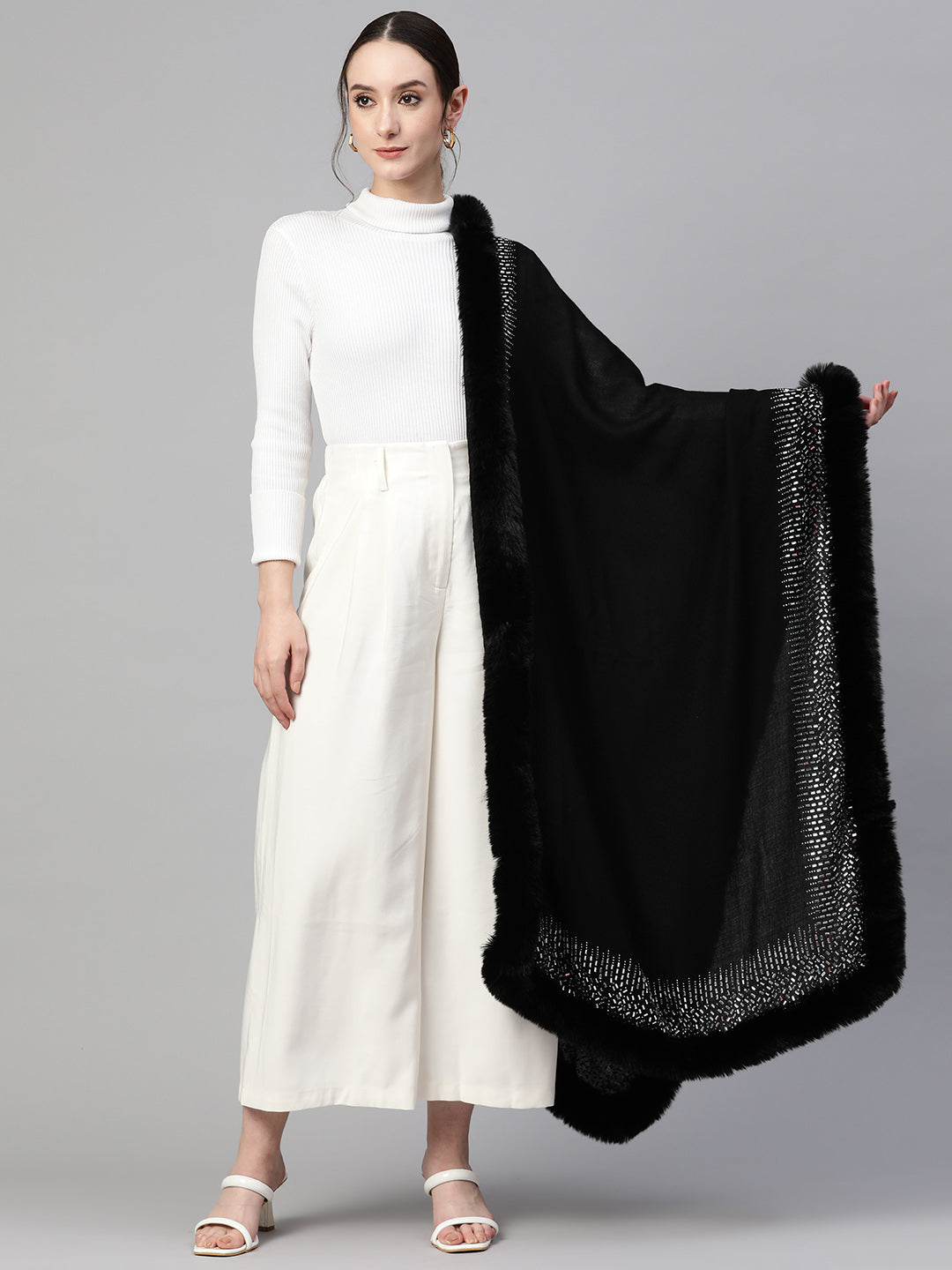 fur shawl forever new