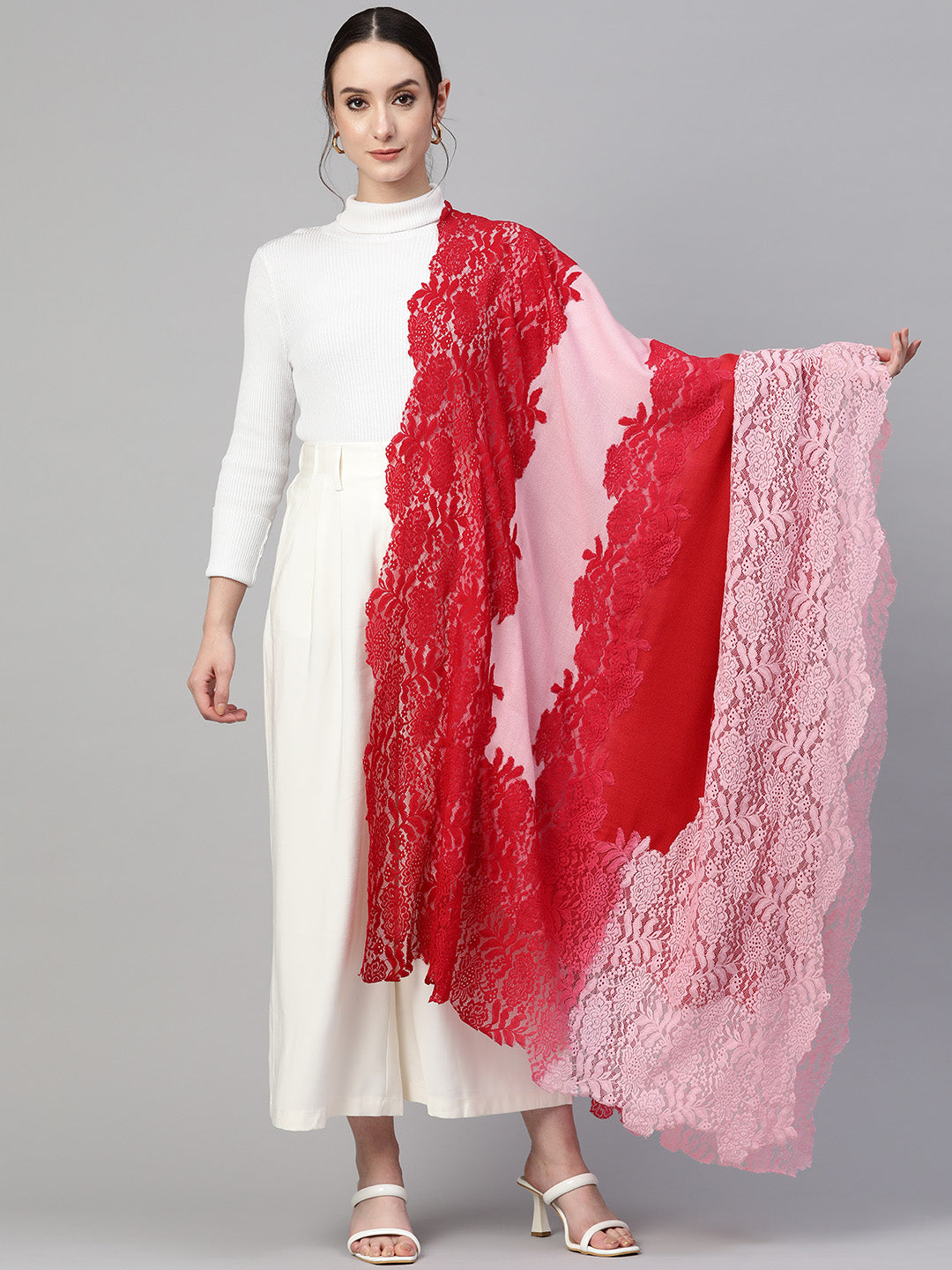 lace shawl, shawls online, ombre shawl, pink shawl